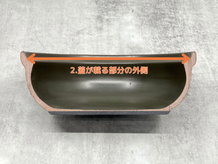 蓋が載る部分の外側(半分)